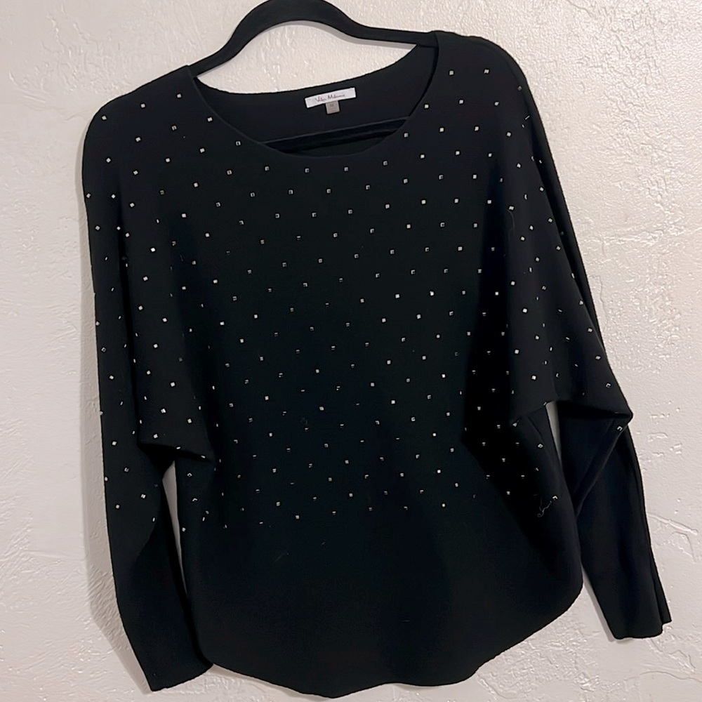 Vita Milano Embellished Sweater Sparkle Dolman Sweater Top